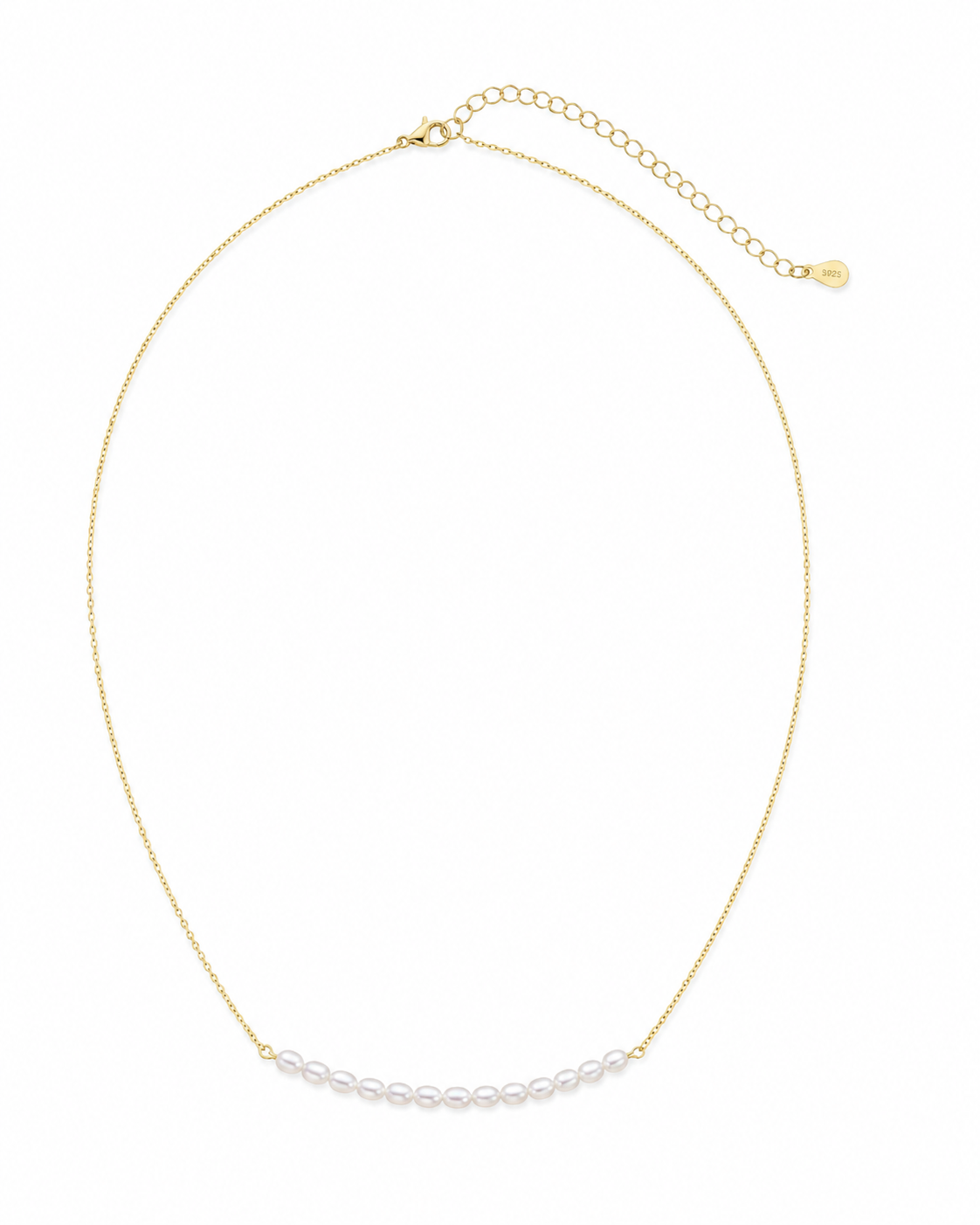 Gouden ketting Aline met een rij kleine parels – productfoto