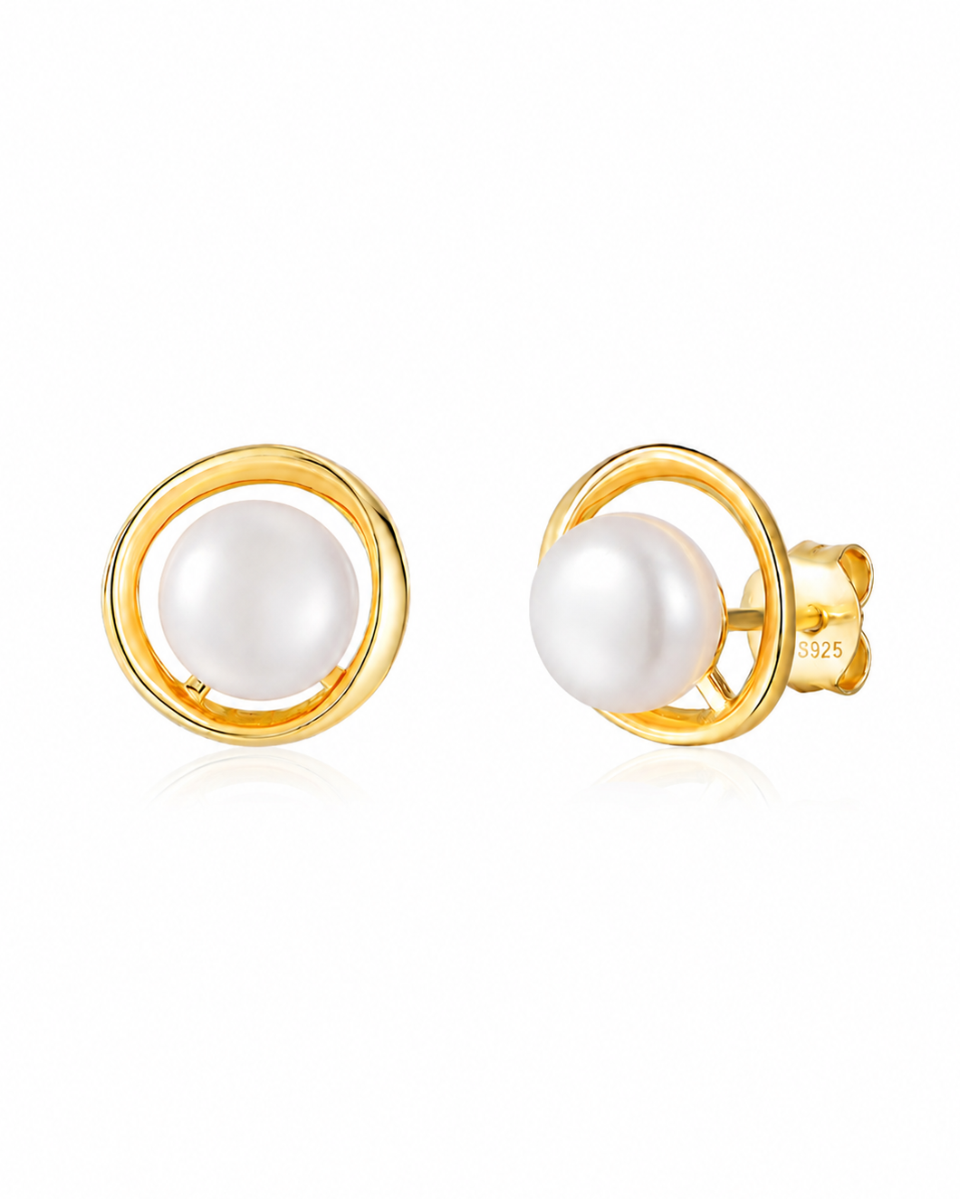 Gouden oorbellen sztyfty Eloise met parels – productfoto
