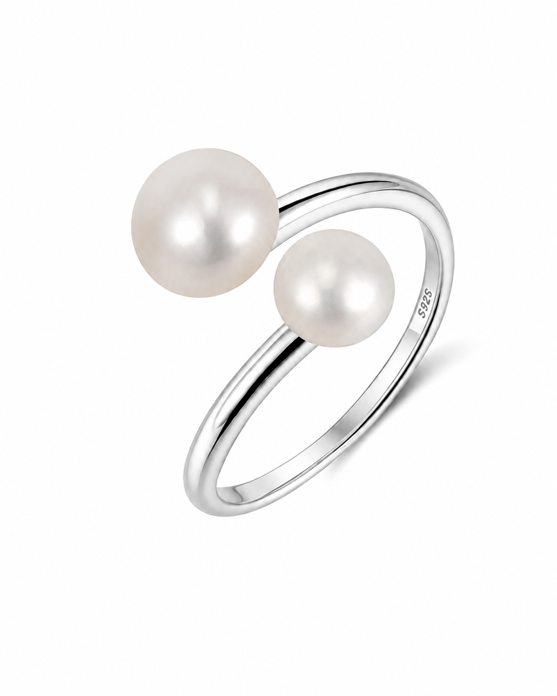 Zilveren ring Serena met twee parels – productfoto